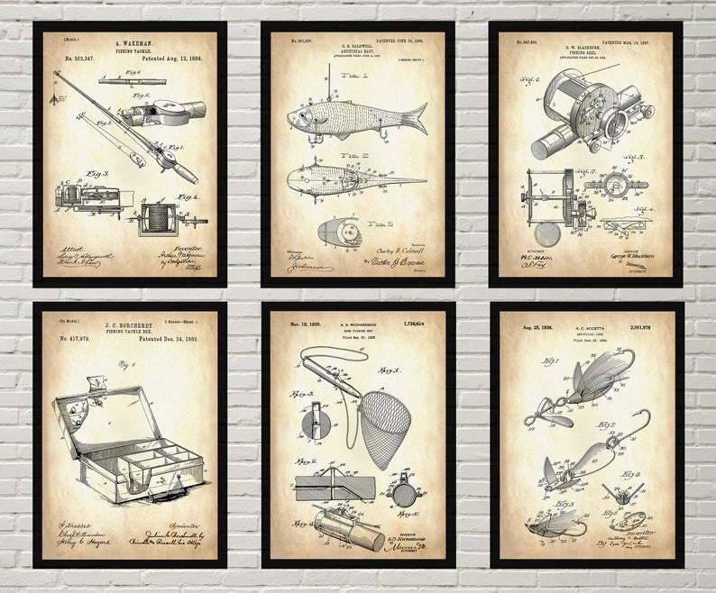 Image That Showing The Fishing Patents That Denotes Vintage Print.