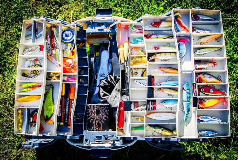A Box Full Of Must-Have Accessories For Fishing.
