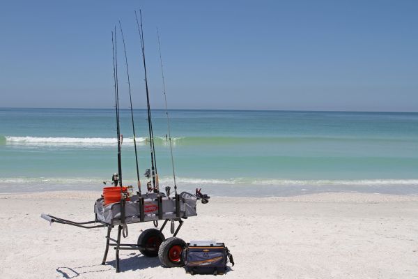 A Cart With Fishing Supplies.